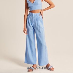 NWOT Abercrombie Tailored Linen-Blend Wide Leg Pants (Petite)